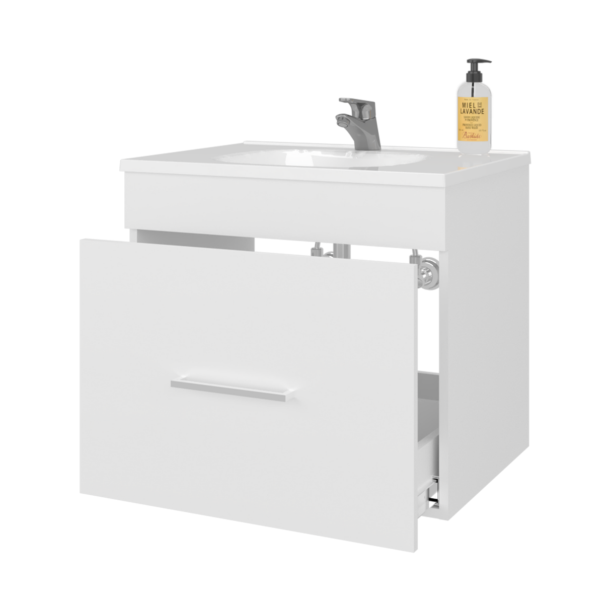 Mueble para Lavamanos Hatta Blanco 59x52cm Individual Flotante con Lavamanos Integrado y con Un Cajón - MUEBLES PARA LAVAMANOS | Bylmo