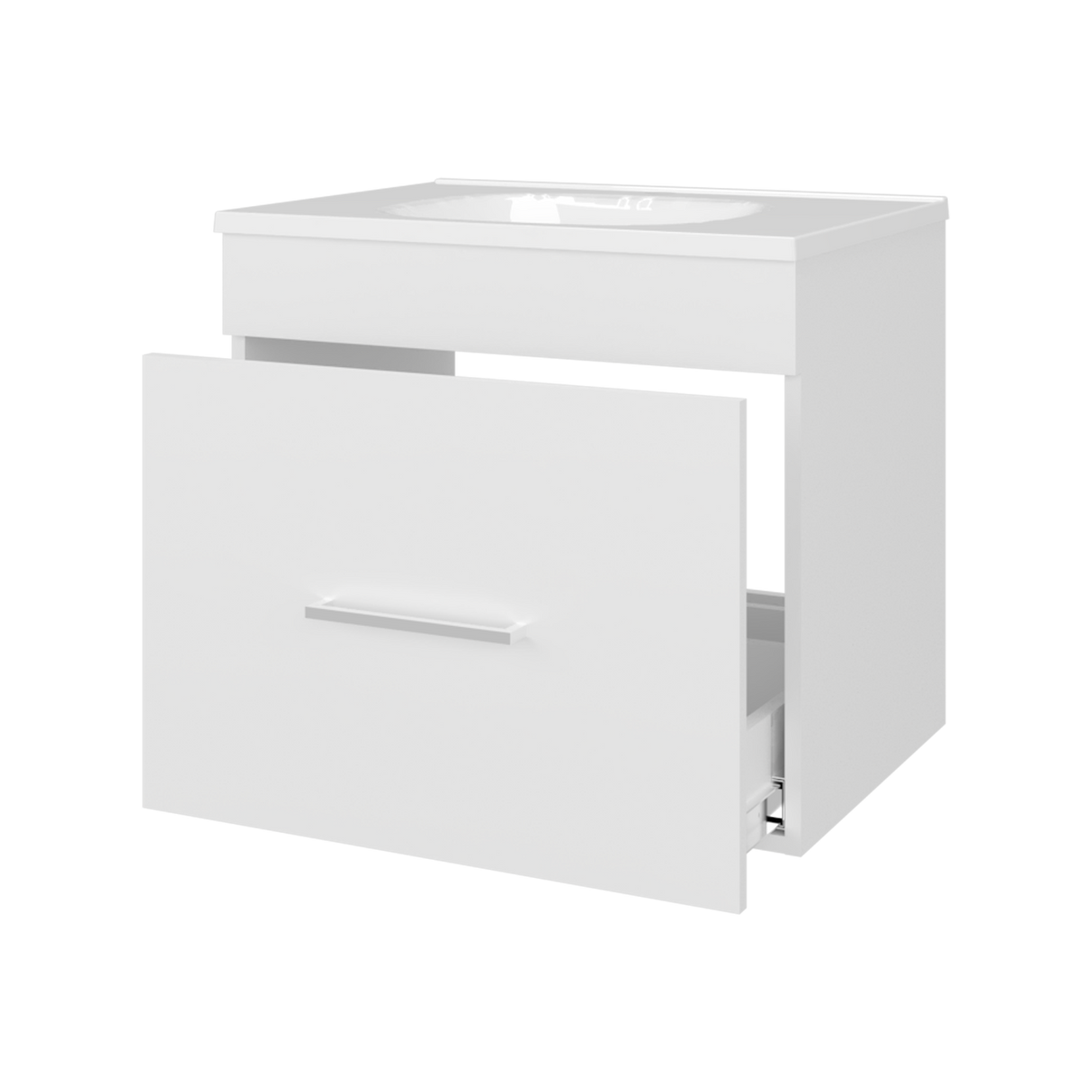 Mueble para Lavamanos Hatta Blanco 59x52cm Individual Flotante con Lavamanos Integrado y con Un Cajón - MUEBLES PARA LAVAMANOS | Bylmo