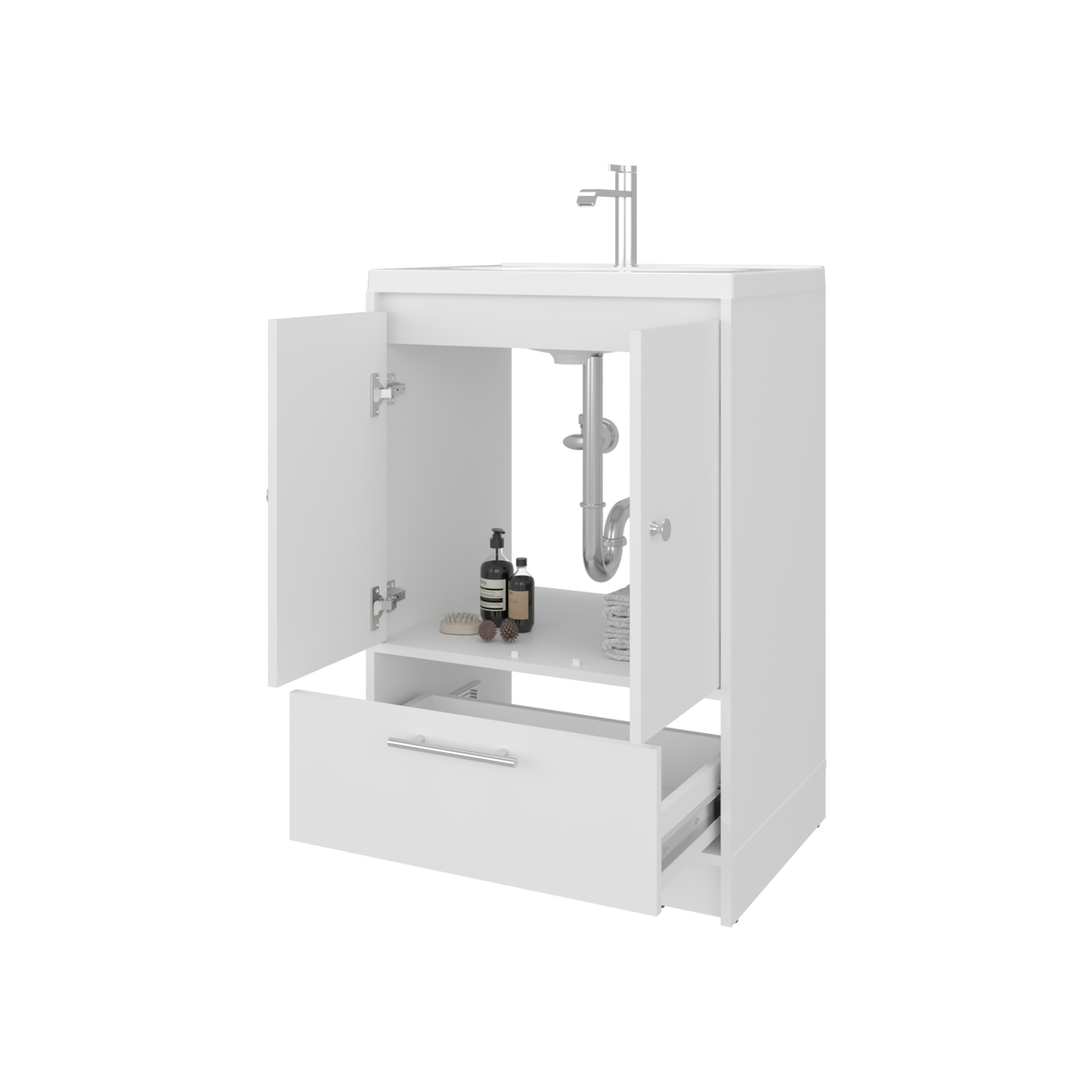 Mueble para Lavamanos Madison Blanco 60x89.7cm Individual con Lavamanos Integrado y con Un Cajón - MUEBLES PARA LAVAMANOS | Bylmo