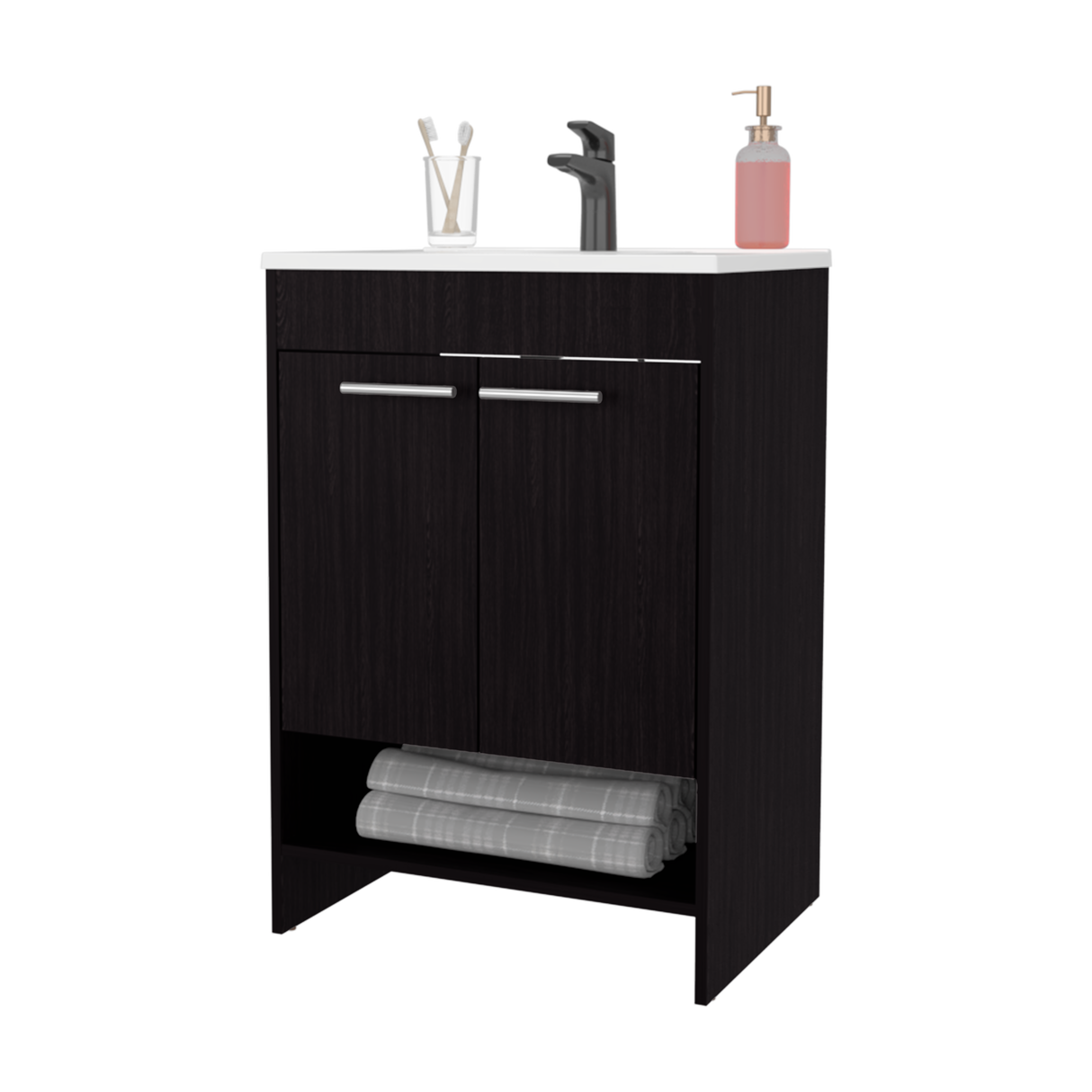 Mueble para Lavamanos Lorenzo Wengue 60x88cm Individual con Lavamanos Integrado y sin Cajones - MUEBLES PARA LAVAMANOS | Bylmo