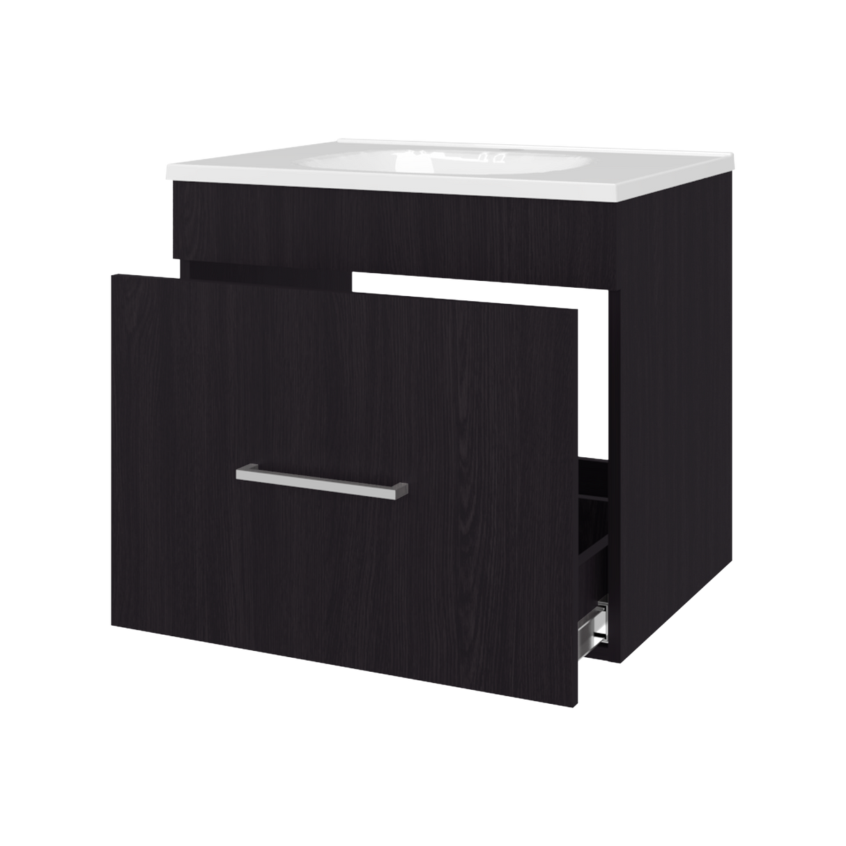 Mueble para Lavamanos Hatta Wengue 59x52cm Individual Flotante con Lavamanos Integrado y con Un Cajón - MUEBLES PARA LAVAMANOS | Bylmo