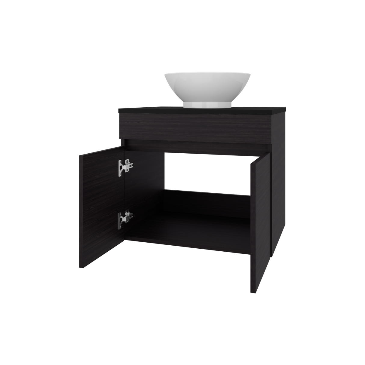 Mueble para Lavamanos Manchester Wengue 59.5x51.8cm Individual Flotante con Lavamanos Vessel y sin Cajones - MUEBLES PARA LAVAMANOS | Bylmo