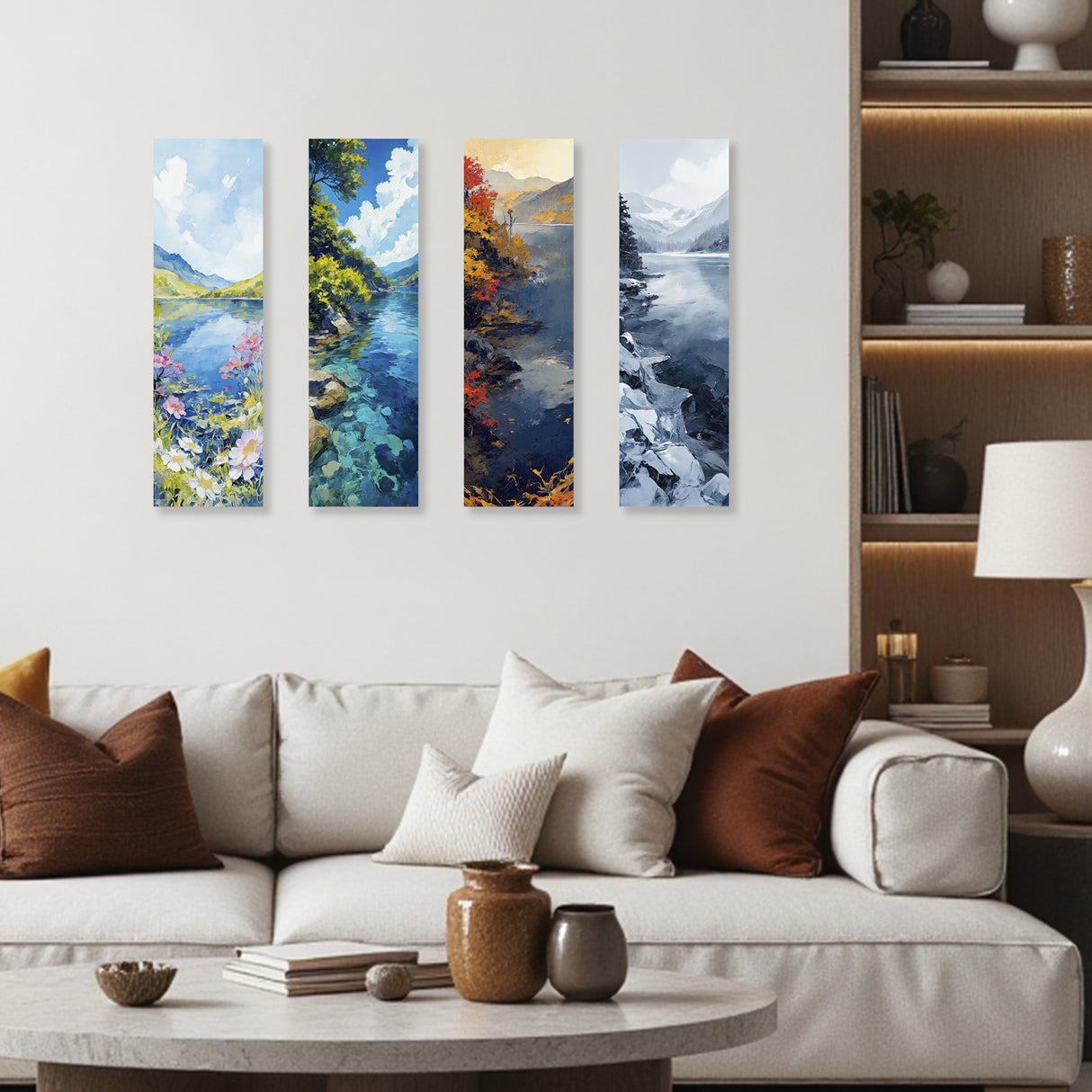 Set 4 Cuadros Decorativos Moderno Ritmo Estacional 19x61cm - CUADROS | Bylmo