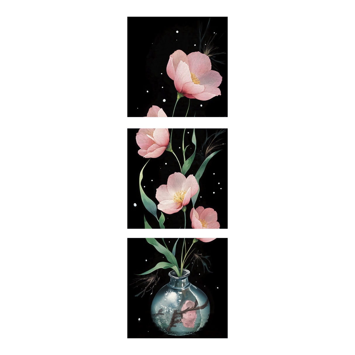 Set 3 Cuadros Decorativos Moderno Floral 35x35cm - CUADROS | Bylmo