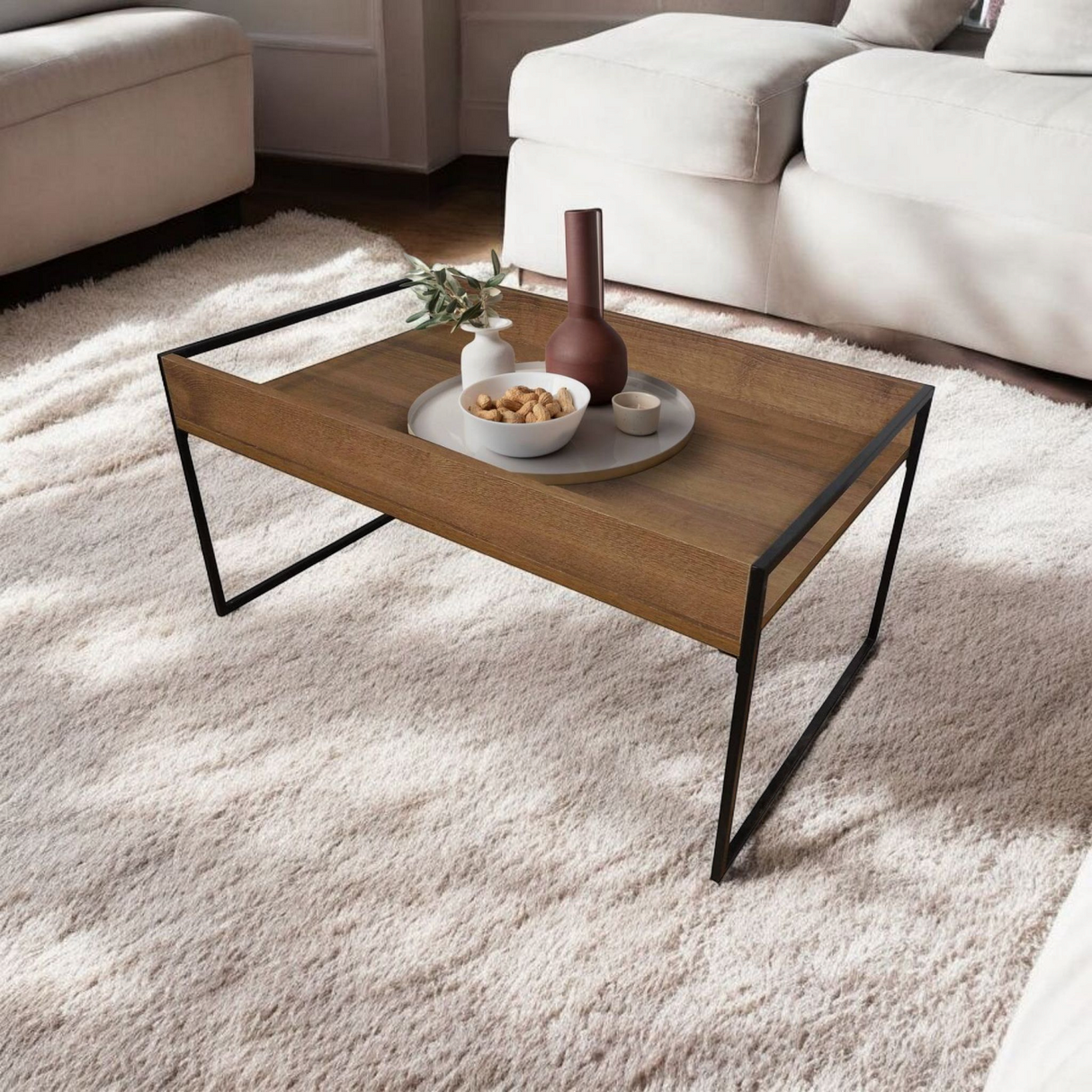 Mesa de Centro Rectangular New Amaretto 50x40cm con Patas - MESAS DE CENTRO | Bylmo