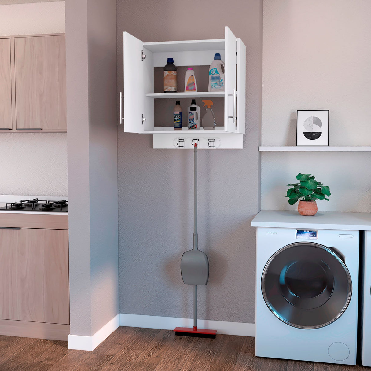 Organizador de Aseo Kymo Blanco 67x69.2cm Flotante con Dos Puertas - MUEBLES DE ASEO Y ROPAS | Bylmo