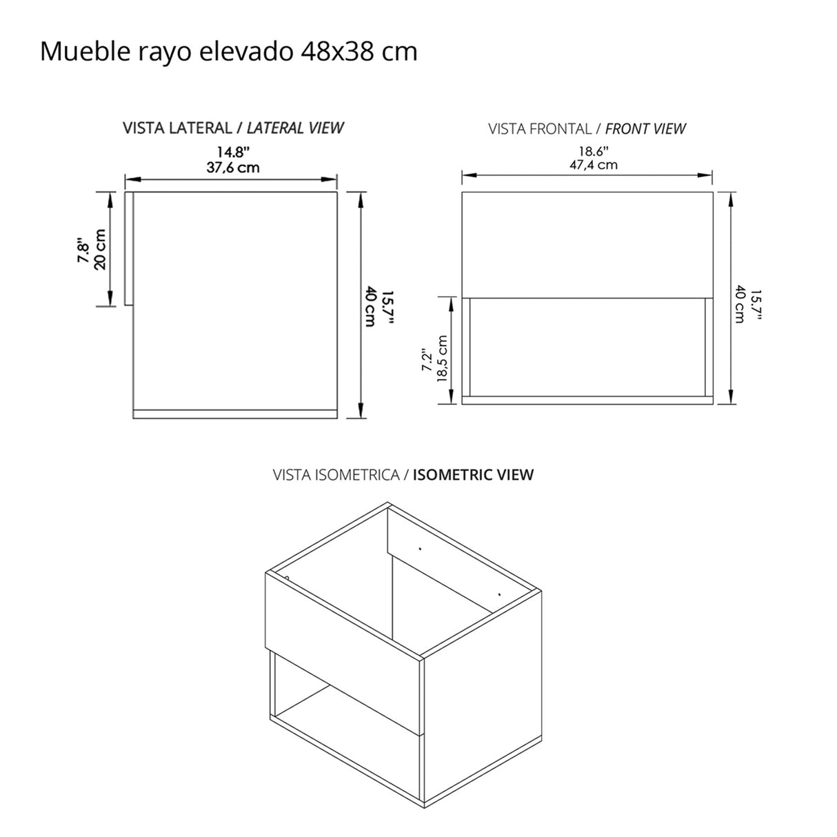 Kit Mueble con Lavamanos Individual Flotante Rayo Eco Blanco 48x40cm Sin Cajones y Sin Puertas - MUEBLES PARA LAVAMANOS | Bylmo
