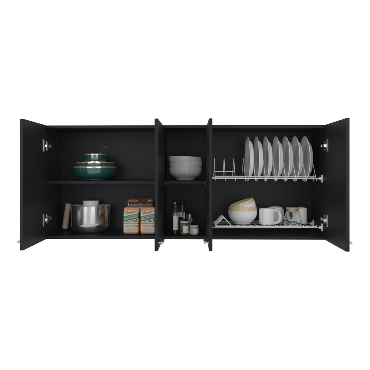 Gabinete de Cocina Portofino Wengue 150x60cm Con Cuatro Cajones cn Espacio para Extractor y con Locero - MUEBLES SUPERIORES DE COCINA | Bylmo