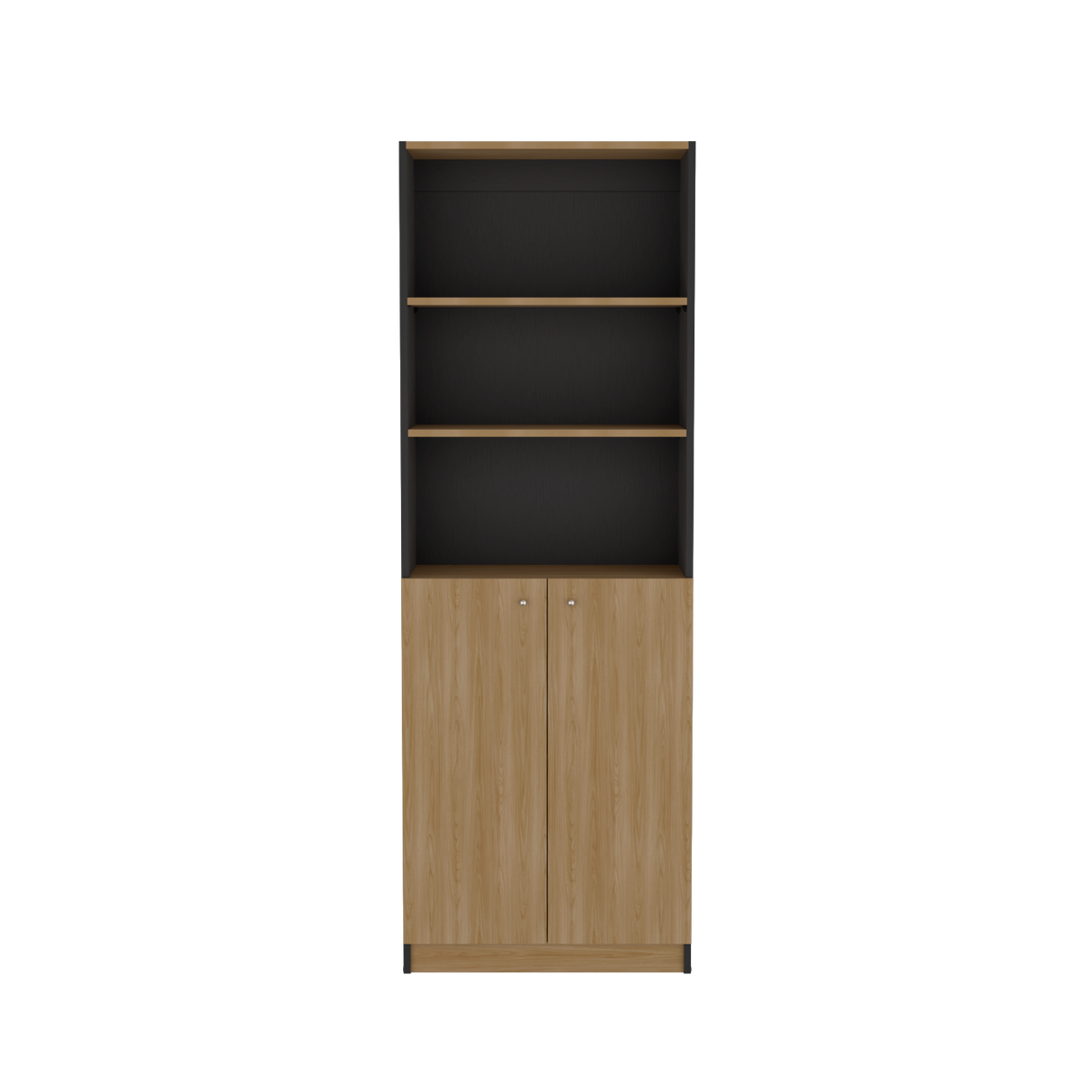 Estantería Home Wengue y Fresno 62.8x180.6cm Rectangular con Dos Puertas con Cinco Compartimientos y con Cuatro Entrepaños - BIBLIOTECAS Y ESTANTERIAS | Bylmo