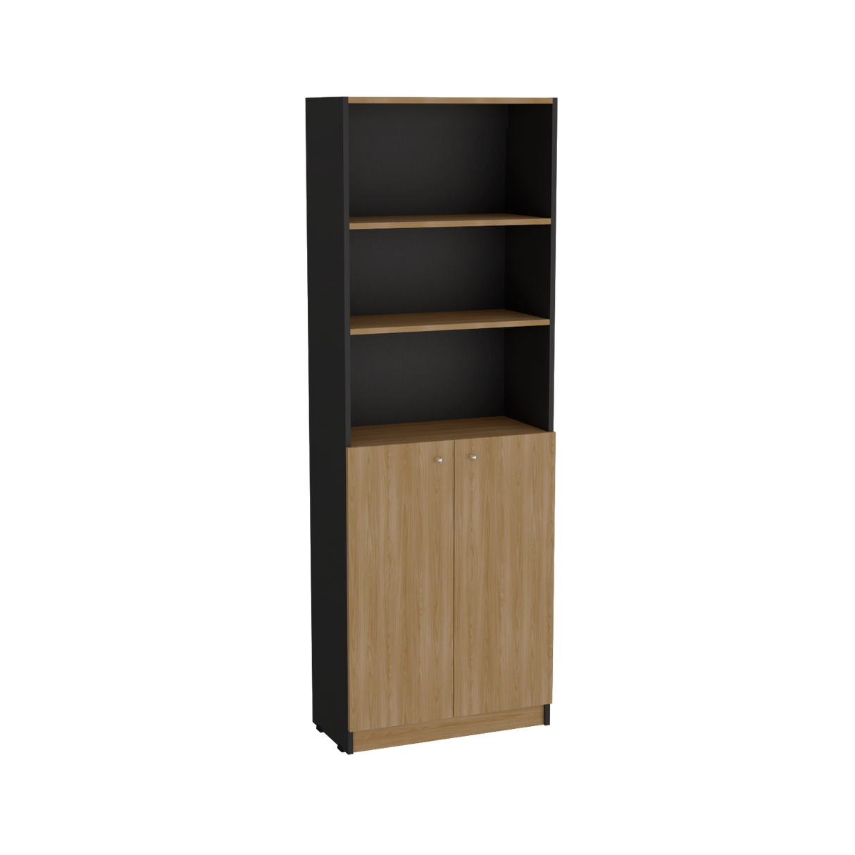 Estantería Home Wengue y Fresno 62.8x180.6cm Rectangular con Dos Puertas con Cinco Compartimientos y con Cuatro Entrepaños - BIBLIOTECAS Y ESTANTERIAS | Bylmo