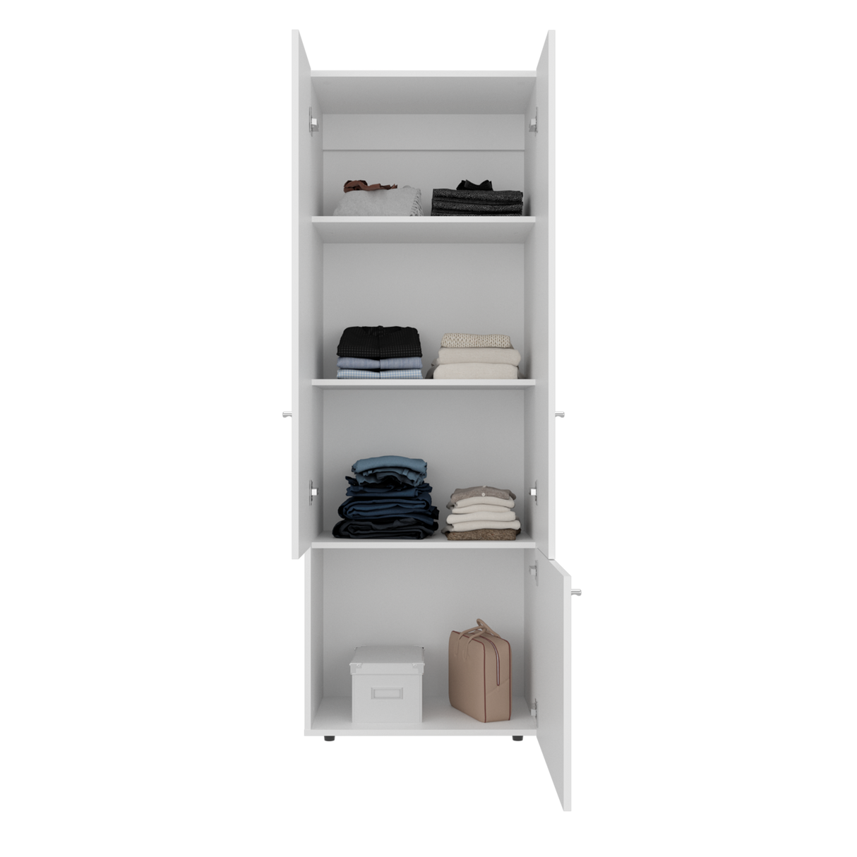 Closet Tuhogar Blanco 60x170cm con Cuatro Compartimientos y con Tres Puertas - CLOSETS | Bylmo