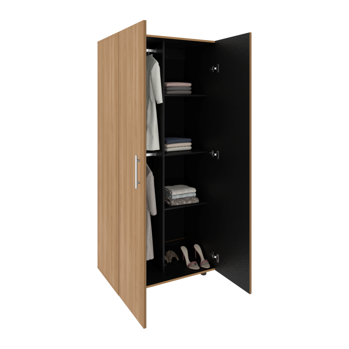Closet Tera Fresno y Wengue 80x180cm con Seis Compartimientos y con Dos Puertas - CLOSETS | Bylmo