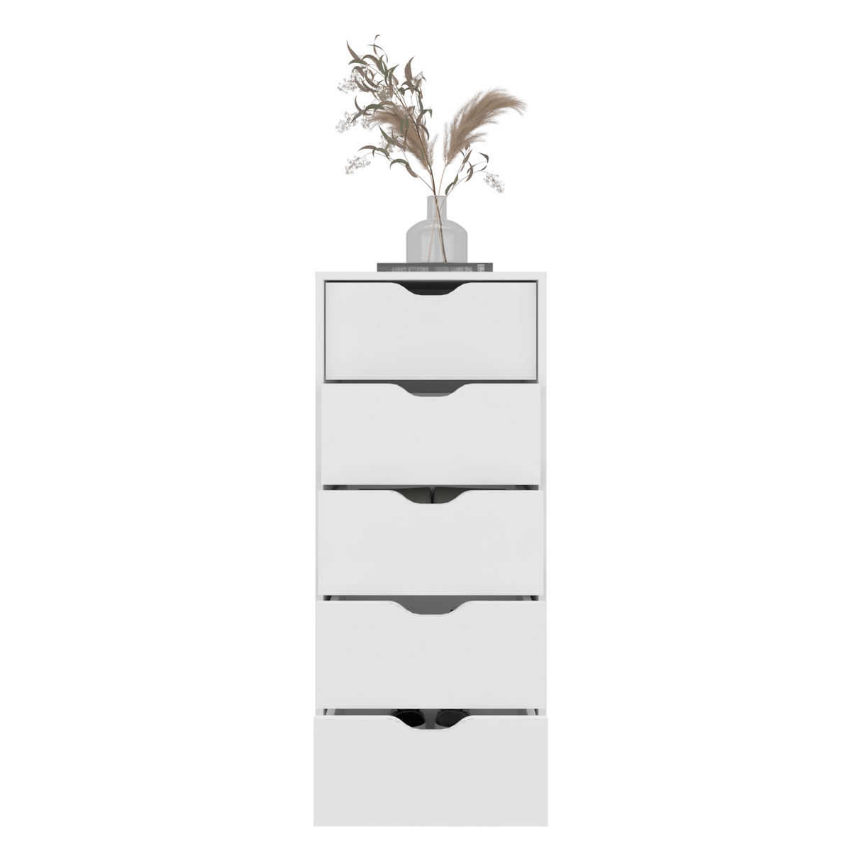 Cajonera Basilea Blanco 45x107.8cm de Cinco Niveles con Cinco Cajones - CAJONERAS Y COMODAS | Bylmo