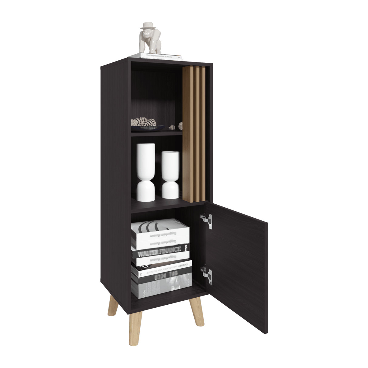 Vitrina Vance Wengue 42x120cm sin Cajones y con Tres Compartimientos - BIFES Y ARRIMOS | Bylmo