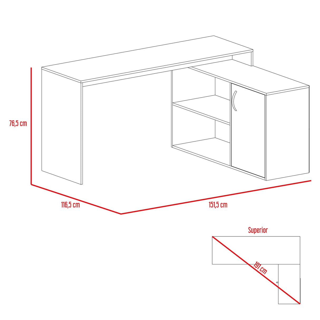 Escritorio En L Axis Blanco 151.5x76.5cm Sin Cajones Y Con Organizador De Libros - ESCRITORIOS | Bylmo
