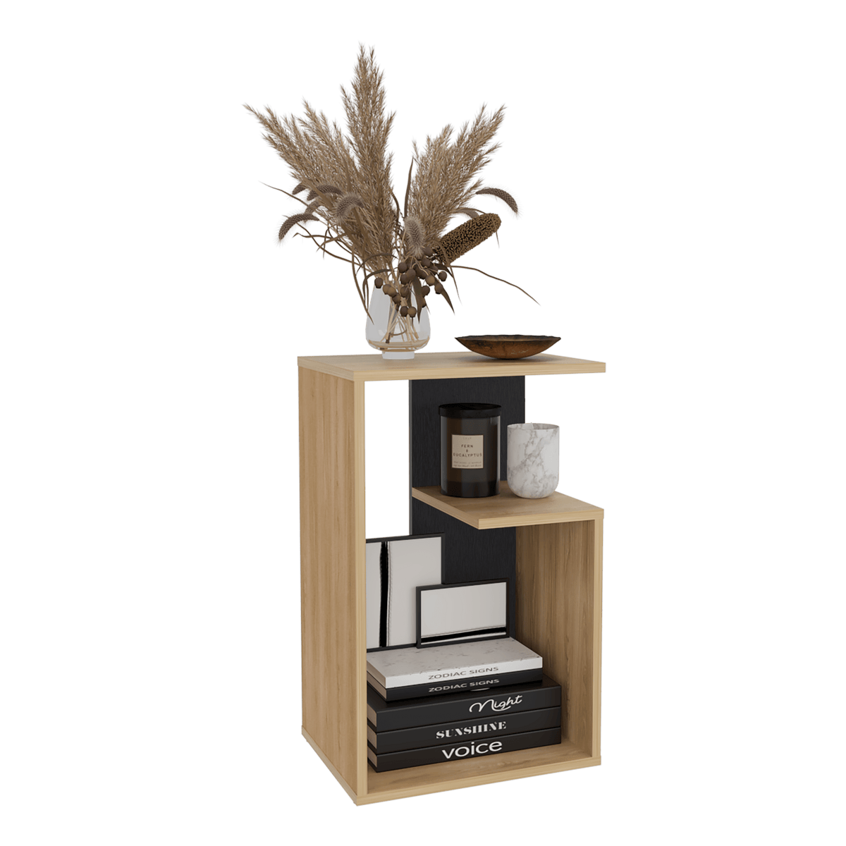 Mesa Auxiliar Everett Fresno 39.8x63.4cm Rectangular con Tres Compartimientos
