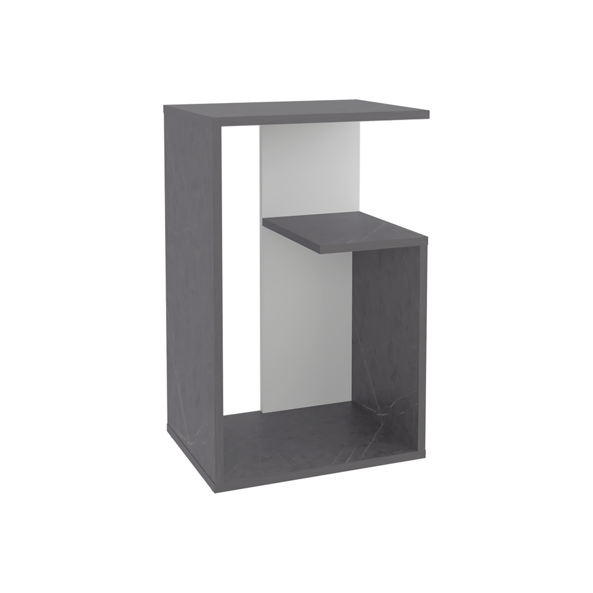 Mesa Auxiliar Everett Onix Y Blanco 39.8x63.4cm Rectangular Con Tres Compartimientos - MESAS AUXILIARES | Bylmo