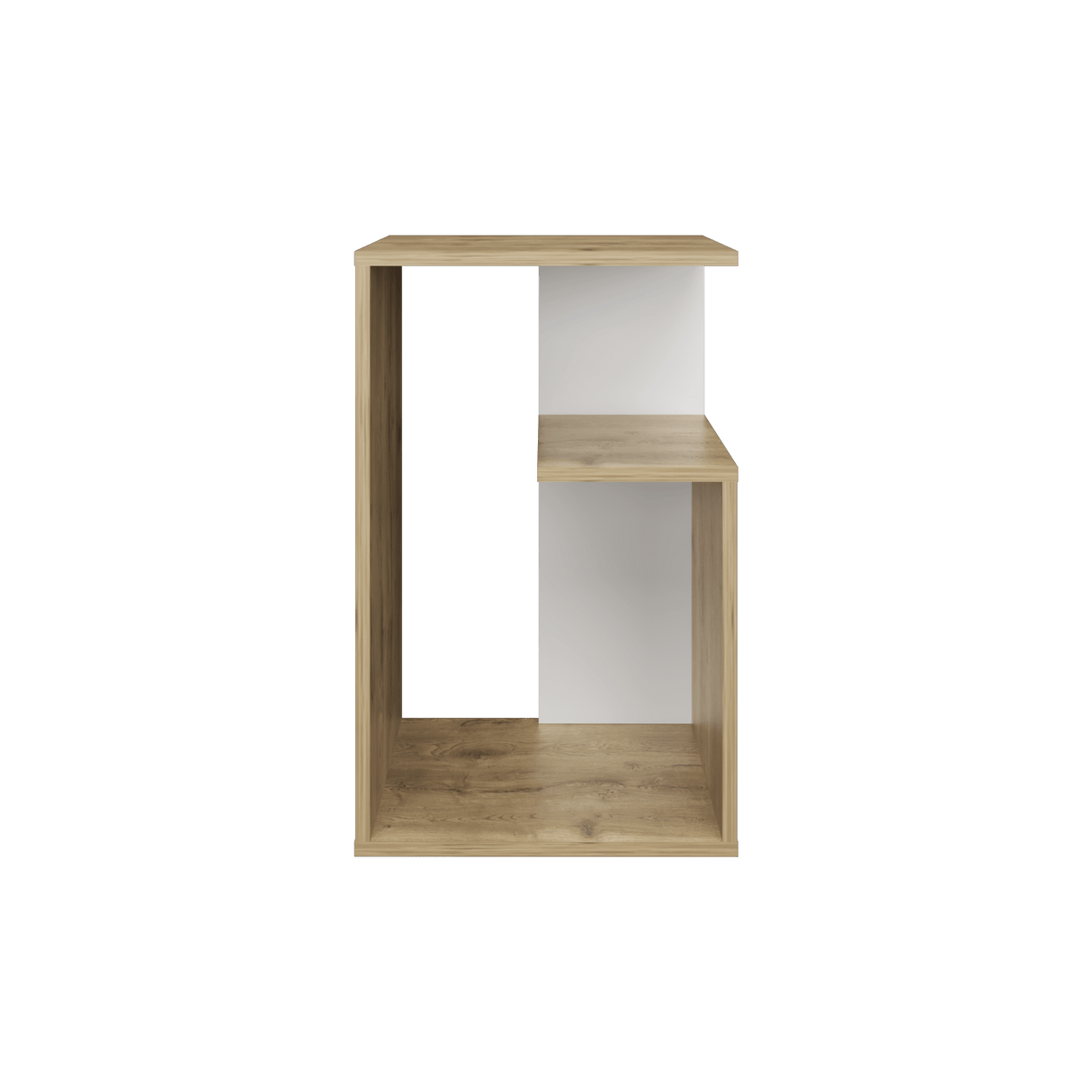 Mesa Auxiliar Everett Macadamia Y Blanco 39.8x63.4cm Rectangular Con Tres Compartimientos - MESAS AUXILIARES | Bylmo