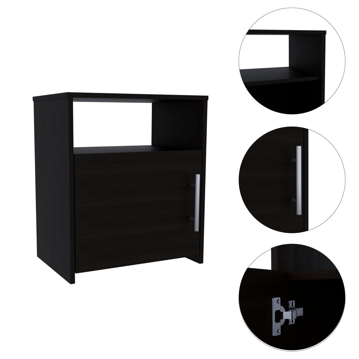 Mesa De Noche Nordico Wengue 50.5x58cm Con Un Entrepaño Y Dos Compartimientos - MESAS DE NOCHE | Bylmo