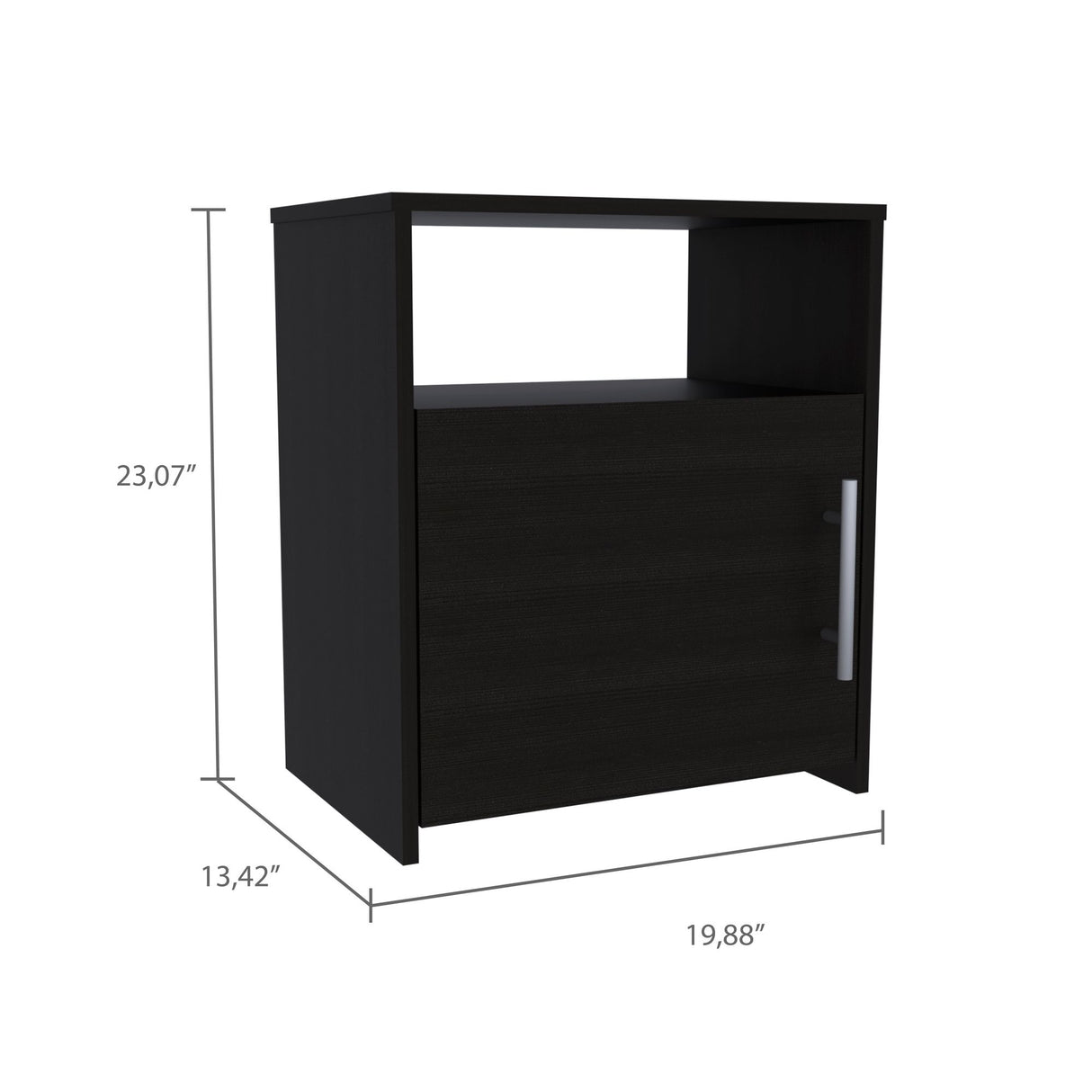 Mesa De Noche Nordico Wengue 50.5x58cm Con Un Entrepaño Y Dos Compartimientos - MESAS DE NOCHE | Bylmo
