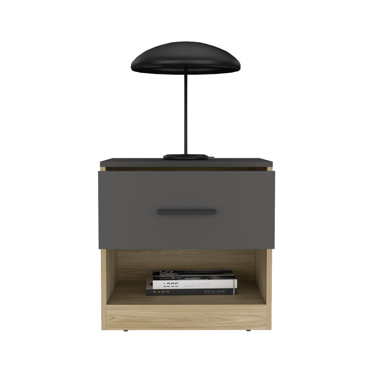 Mesa De Noche Alder Fresno Europeo 50x40.3cm Con Un Cajón Y Dos Compartimientos - MESAS DE NOCHE | Bylmo