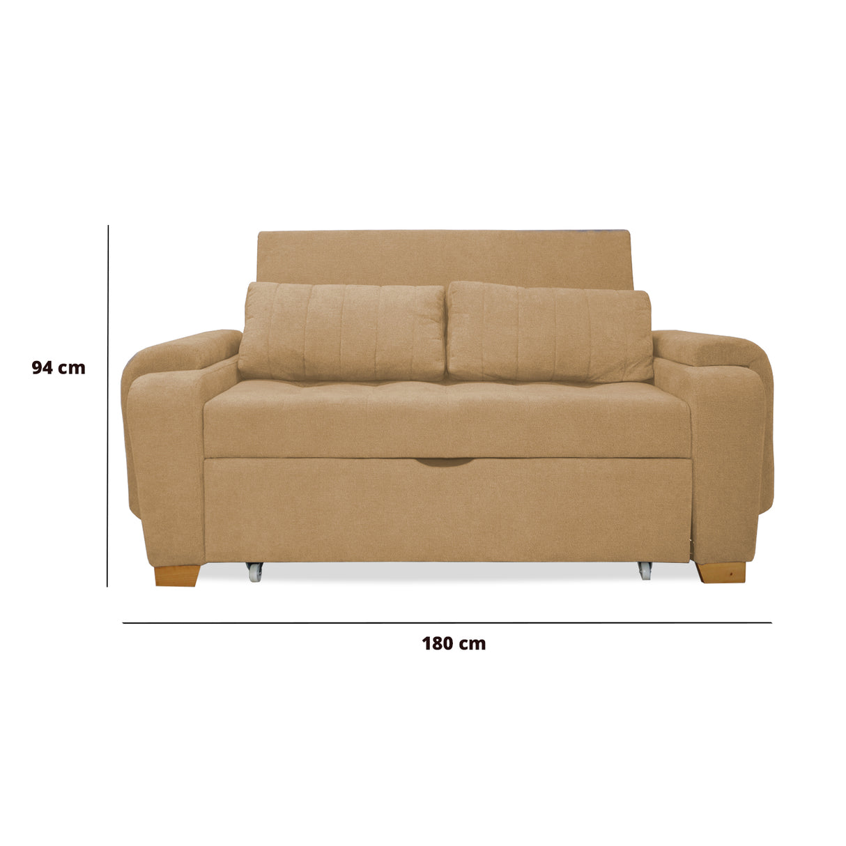 Sofá Cama Stauffer Camel 180x60cm De Tres Puestos Reclinable Antifluido con Dos Cojines Decorativos - SOFAS Y POLTRONAS | Bylmo