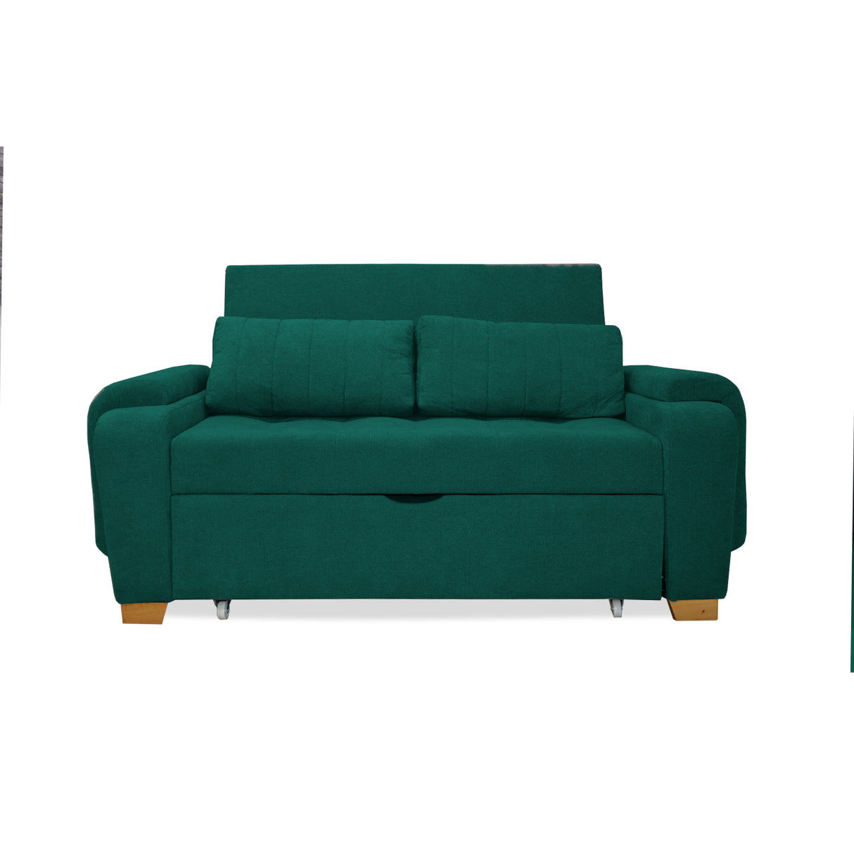 Sofá Cama Stauffer Verde 180x60cm De Tres Puestos Reclinable Antifluido con Dos Cojines Decorativos - SOFAS Y POLTRONAS | Bylmo