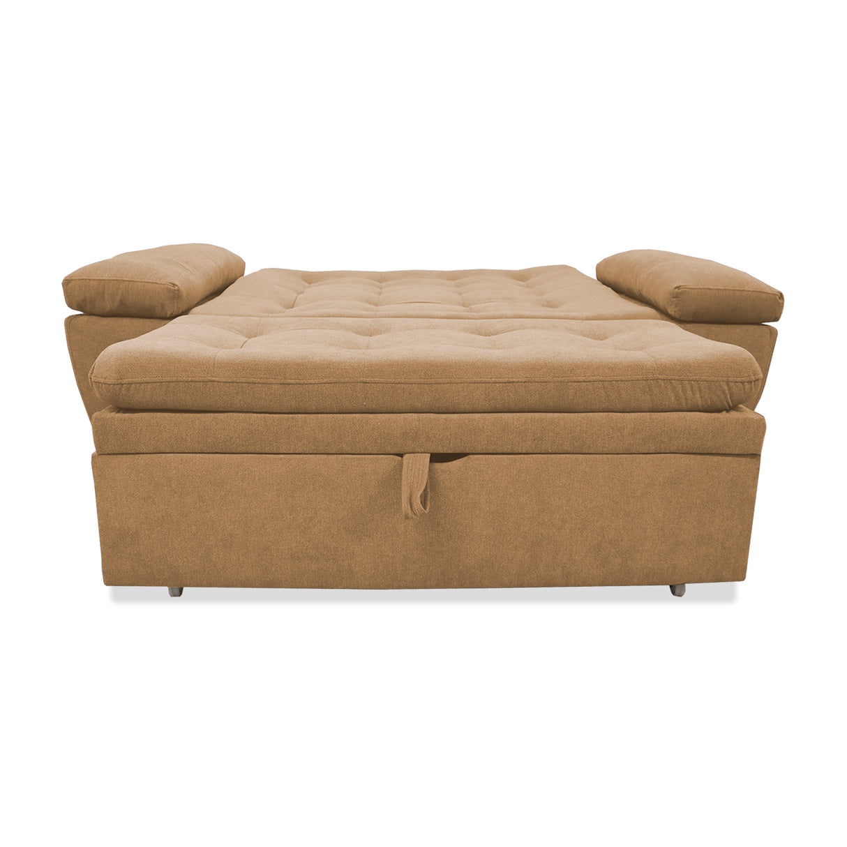Sofá Cama Magnin Camel 180x60cm De Tres Puestos Reclinable Antifluido con Dos Cojines Decorativos - SOFAS Y POLTRONAS | Bylmo