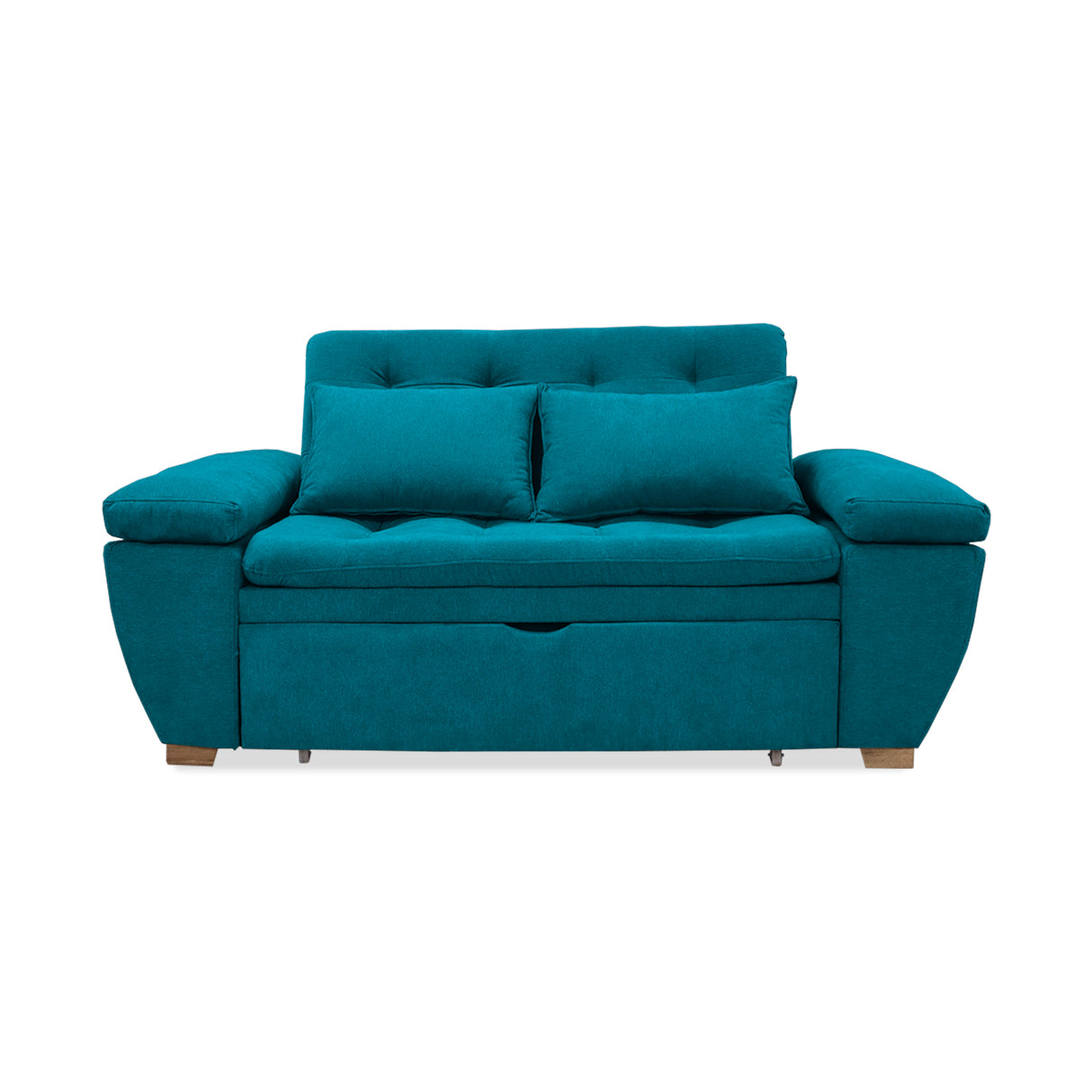 Sofá Cama Magnin Azul Turquesa 180x60cm De Tres Puestos Reclinable Antifluido con Dos Cojines Decorativos - SOFAS Y POLTRONAS | Bylmo