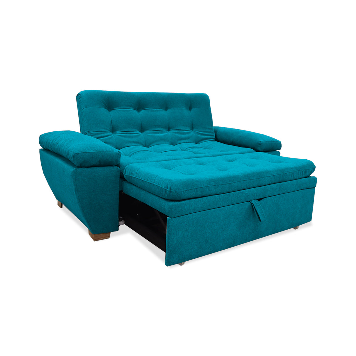 Sofá Cama Magnin Azul Turquesa 180x60cm De Tres Puestos Reclinable Antifluido con Dos Cojines Decorativos - SOFAS Y POLTRONAS | Bylmo