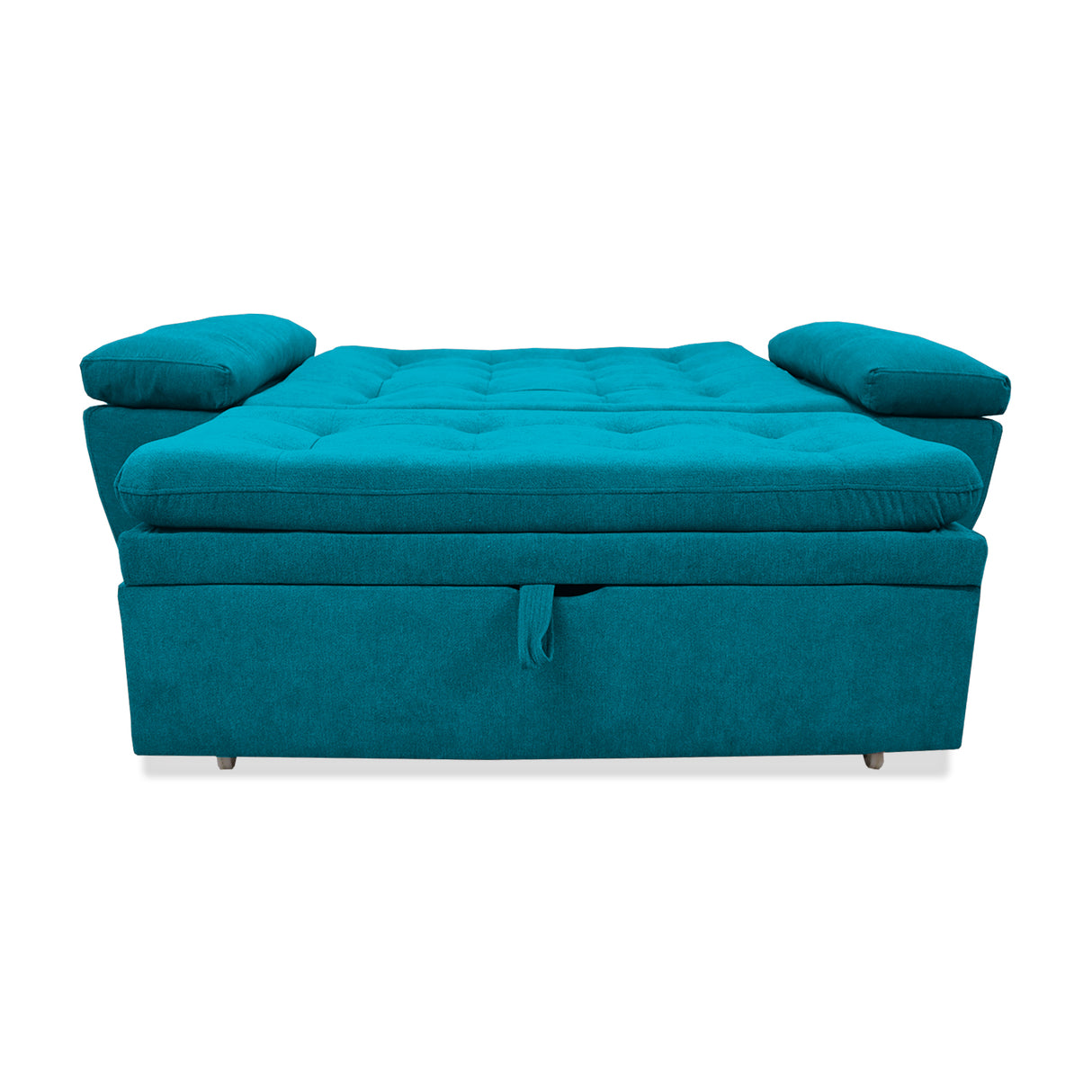 Sofá Cama Magnin Azul Turquesa 180x60cm De Tres Puestos Reclinable Antifluido con Dos Cojines Decorativos - SOFAS Y POLTRONAS | Bylmo