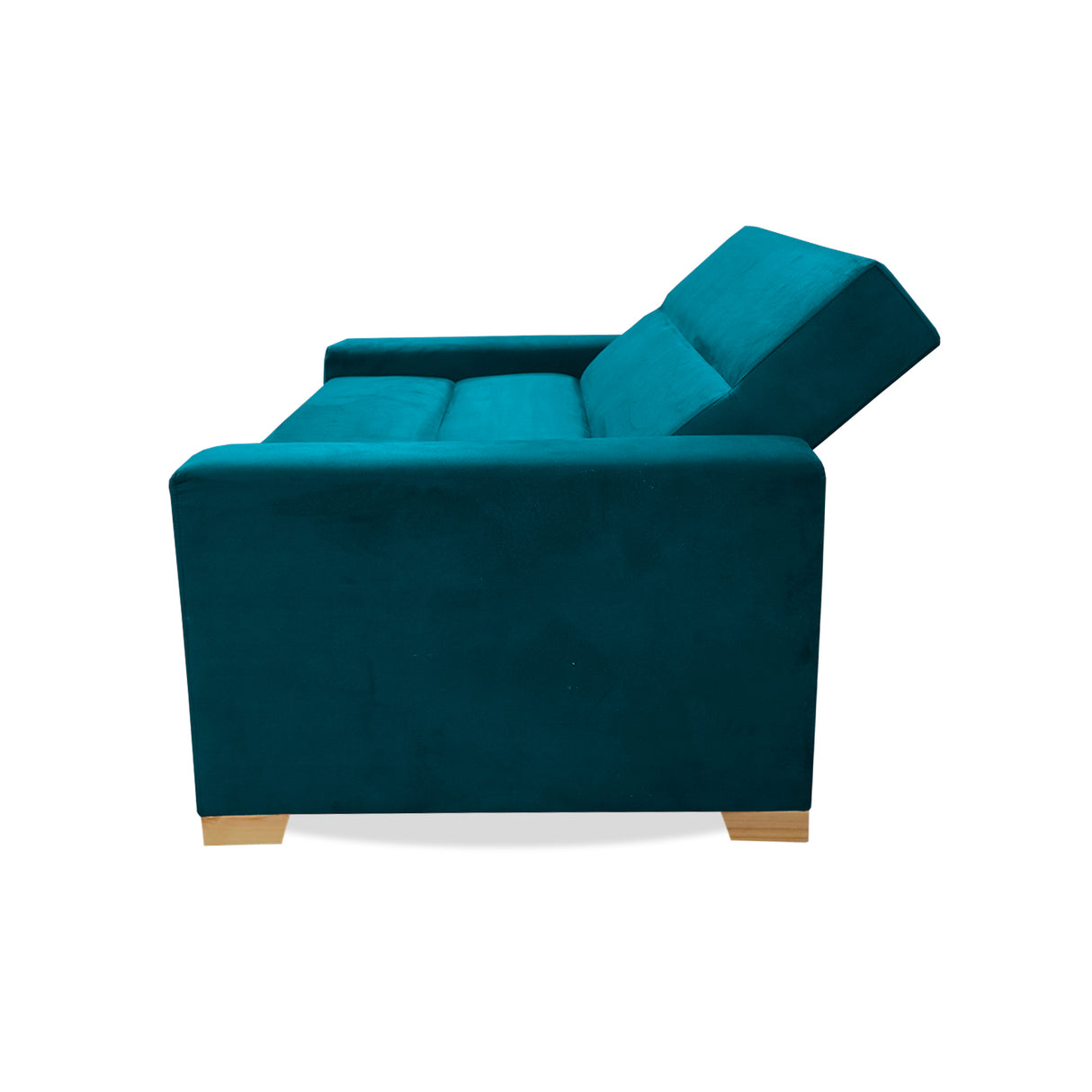 Sofá Cama Aubry Azul Turquesa 150x60cm De Dos Puestos Reclinable Antifluido con Dos Cojines Decorativos - SOFAS Y POLTRONAS | Bylmo