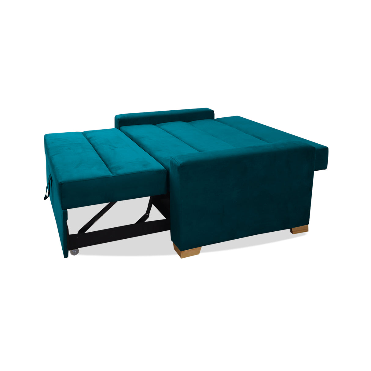 Sofá Cama Aubry Azul Turquesa 150x60cm De Dos Puestos Reclinable Antifluido con Dos Cojines Decorativos - SOFAS Y POLTRONAS | Bylmo