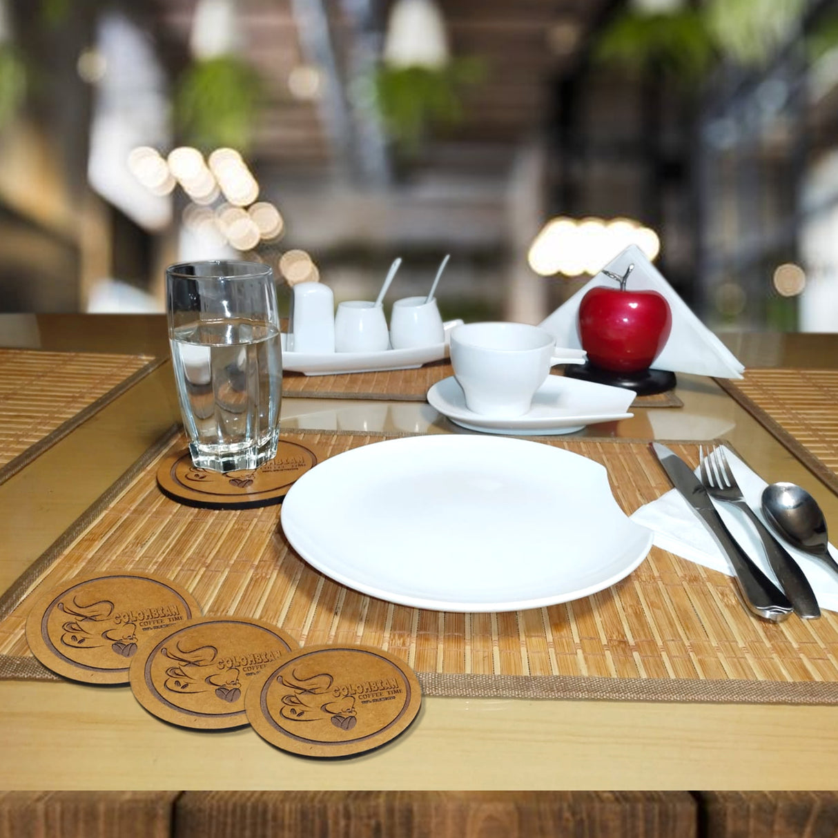 Set x 4 Portavasos Roundcoffe Madera 10x10cm Circular Resistente e Impermeable - PORTAVASOS | Bylmo