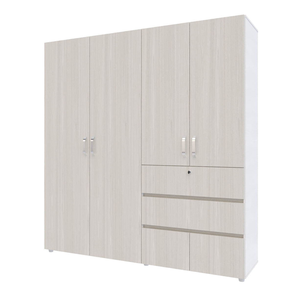 Closet Riga Niebla y Blanco 190x200cm con Dos Cajones y con Seis Compartimientos - CLOSETS | Bylmo