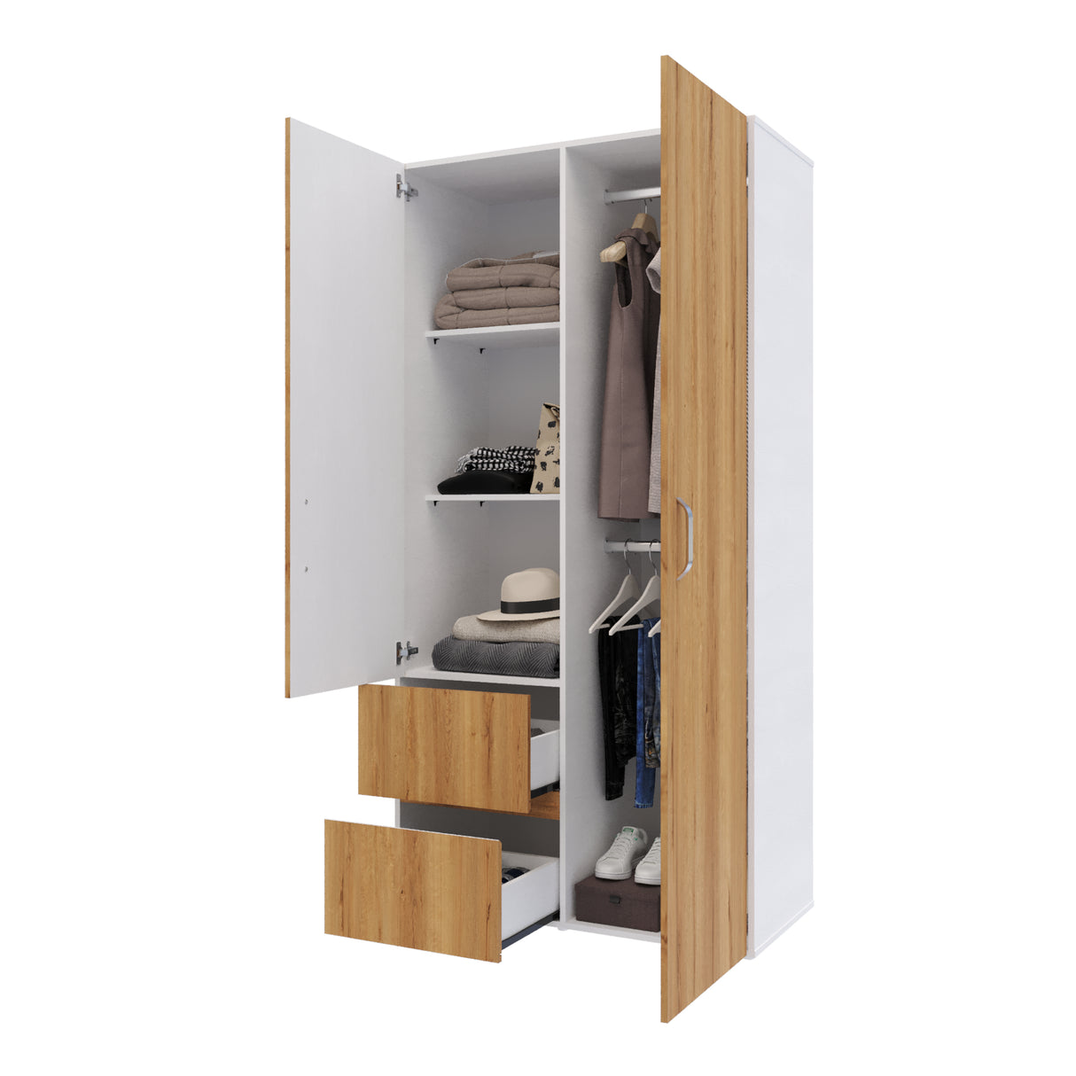 Closet Malabo Duna y Blanco 100x198cm con Dos Cajones y con Dos Compartimientos - CLOSETS | Bylmo