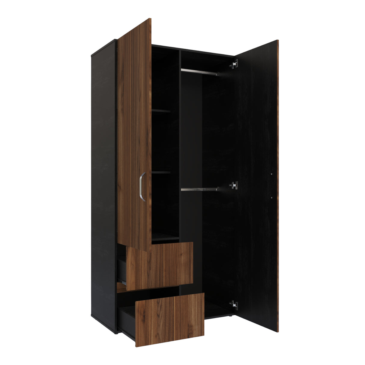 Closet Malabo Gales y Wengue 100x198cm con Dos Cajones y con Dos Compartimientos - CLOSETS | Bylmo