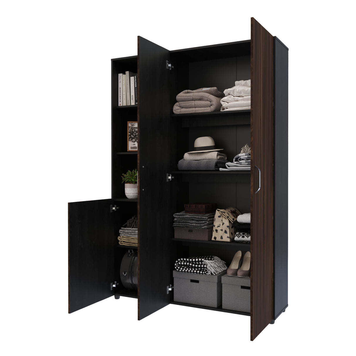 Closet Jazmin Wengue y Fume 140x200cm sin Cajones y con Nueve Compartimientos - CLOSETS | Bylmo