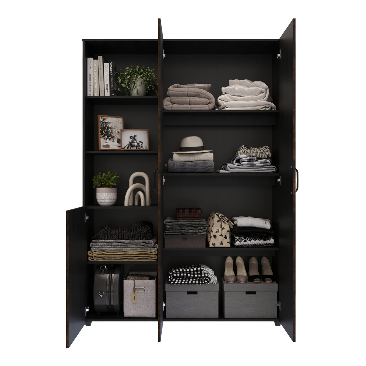 Closet Jazmin Wengue y Fume 140x200cm sin Cajones y con Nueve Compartimientos - CLOSETS | Bylmo