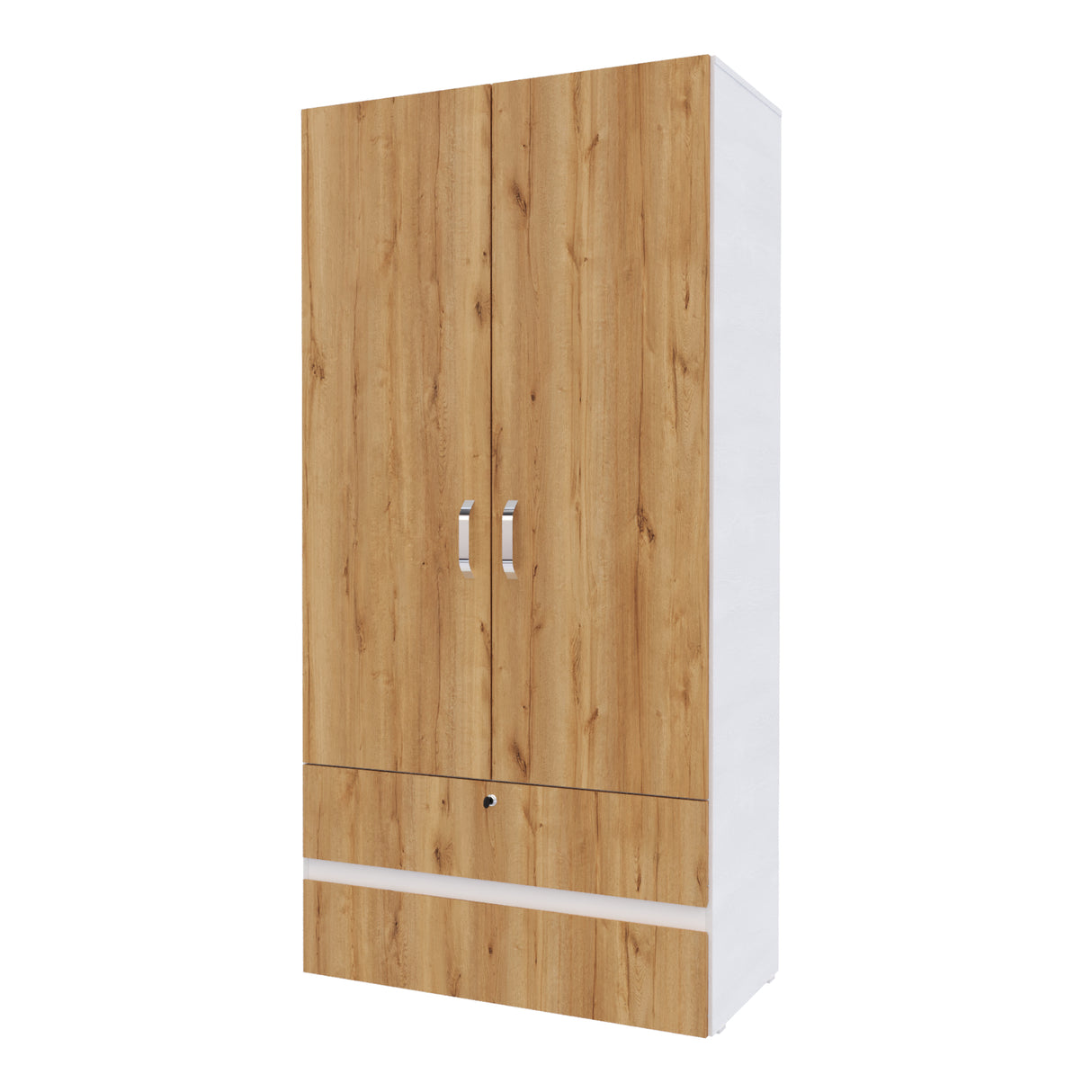 Closet Tripoli Blanco y Duna 100x200cm con Dos Cajones y con Dos Compartimientos - CLOSETS | Bylmo