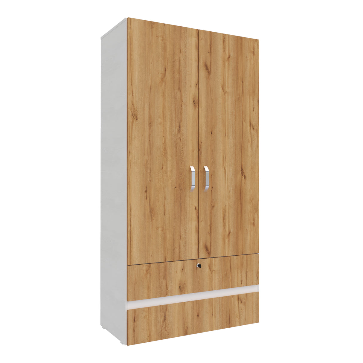 Closet Tripoli Blanco y Duna 100x200cm con Dos Cajones y con Dos Compartimientos - CLOSETS | Bylmo