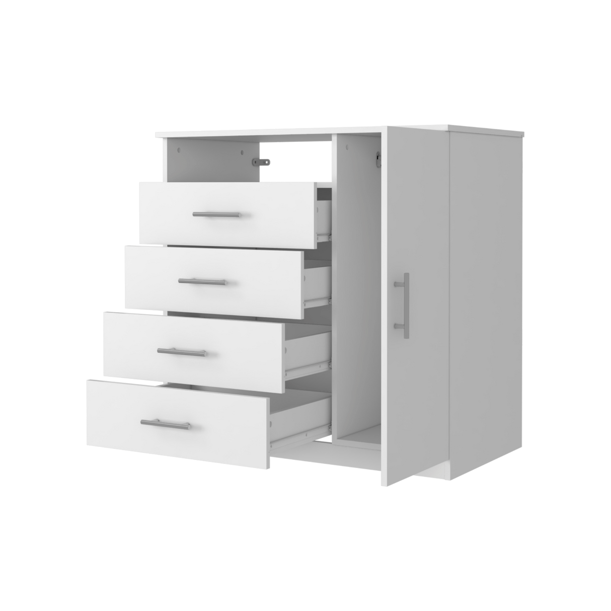 Cómoda Peru Blanco 91x89.2cm de Cinco Hileras con Cuatro Cajones y con Espacio para TV - CAJONERAS Y COMODAS | Bylmo