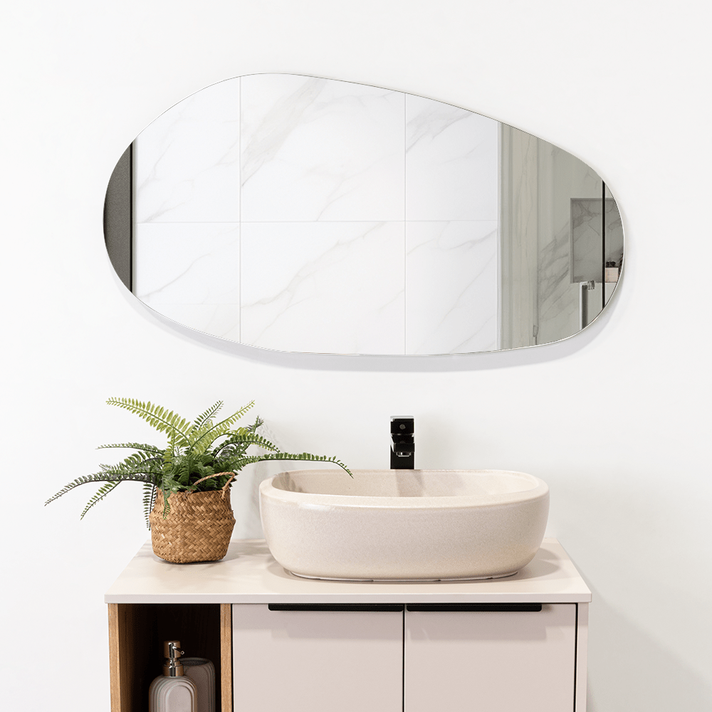 Espejo de Baño Tribeca Gris 88x46cm Asimetrico sin Marco - ESPEJOS DE BANHO | Bylmo