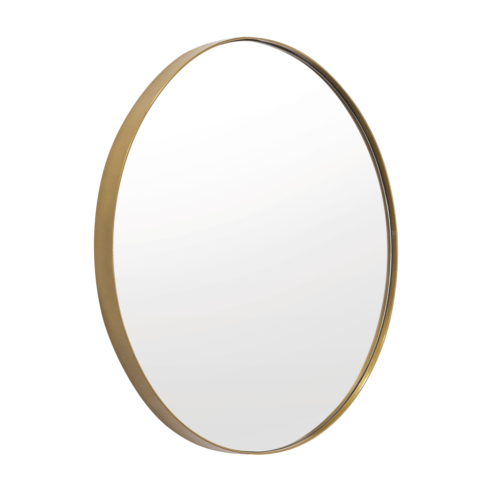 Espejo de Baño D58 Dorado y Gris 58x58cm Redondo con Marco Metalico - ESPEJOS DE BANHO | Bylmo