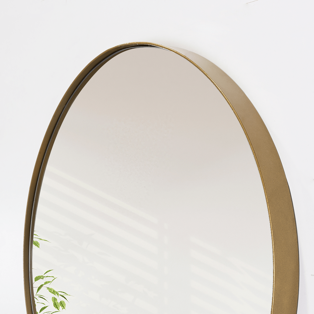 Espejo de Baño D80 Dorado y Gris 80x80cm Redondo con Marco Metalico - ESPEJOS DE BANHO | Bylmo