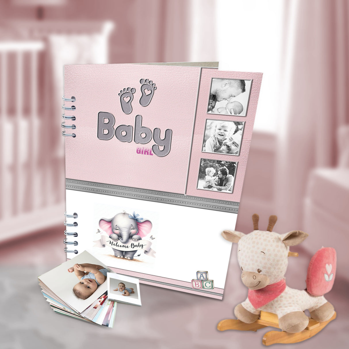 Álbum de Fotos Babygirl Blanco y Rosado 24x32cm Argollado de Veinte Páginas - ALBUMES DE FOTOS | Bylmo