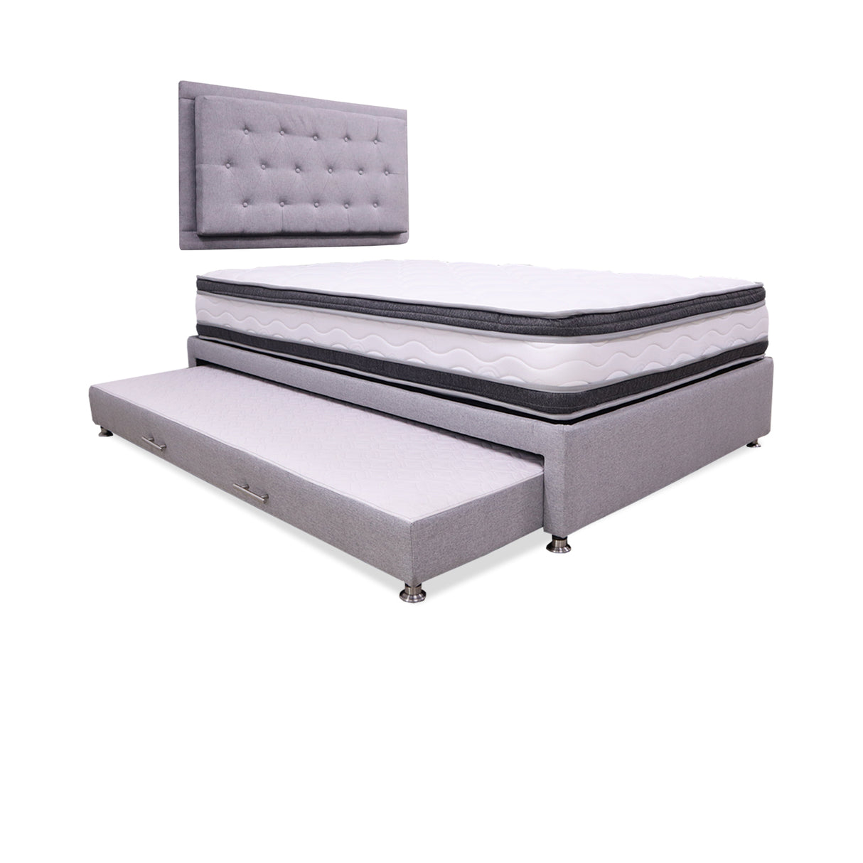 Cama Tarima Nido Blaser Gris Doble 140 X 190 Cm con Colchón con Almohadas y con Cabecero - CAMAS | Bylmo