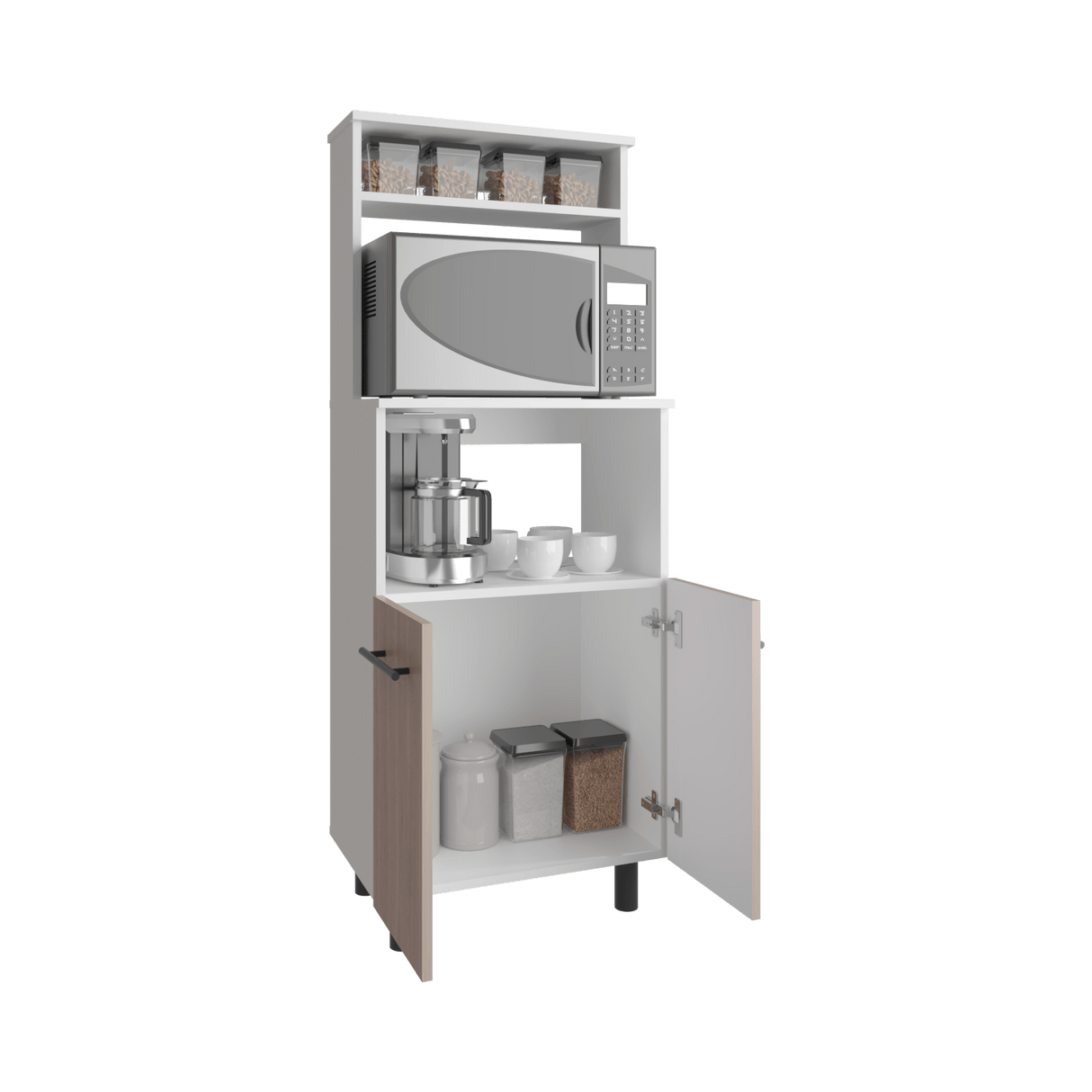 Mueble Microondas Brisa Blanco y Bardolino 54x140cm con Dos Puertas y sin Cajones - ALACENAS Y MUEBLES MICROONDAS | Bylmo