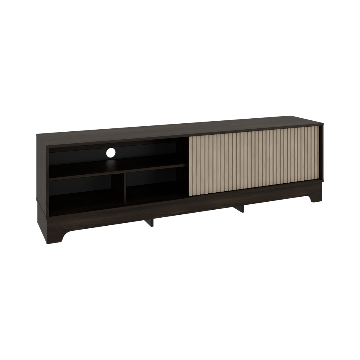 Centro de Entretenimiento Smith Nogal y Roble Natural 180x52.4cm para TV Hasta 75" Pulgadas con Cuatro Compartimientos - MUEBLES DE TV | Bylmo
