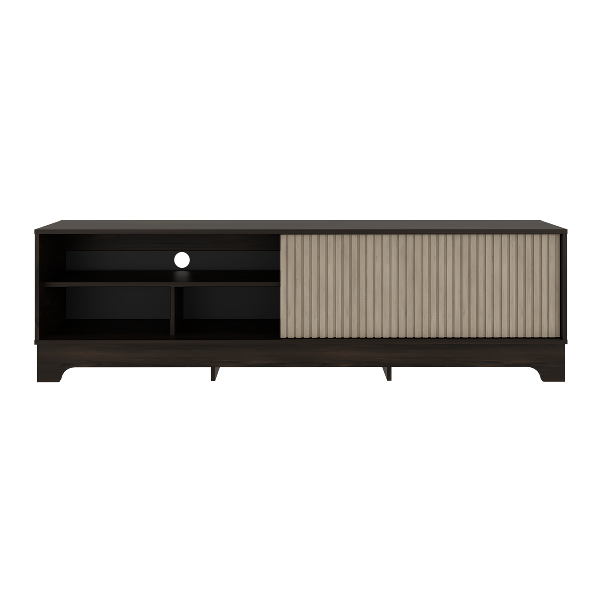 Centro de Entretenimiento Smith Nogal y Roble Natural 180x52.4cm para TV Hasta 75" Pulgadas con Cuatro Compartimientos - MUEBLES DE TV | Bylmo